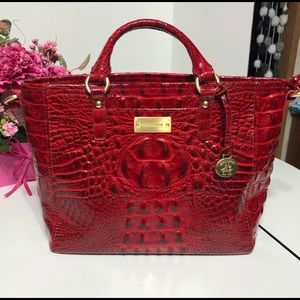 Brahmin Red Glossy Mini Arno Handbag